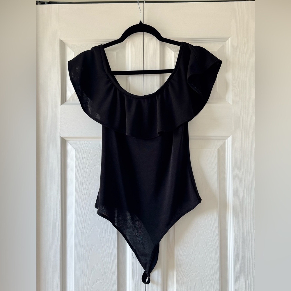Black Ruffle Bodysuit